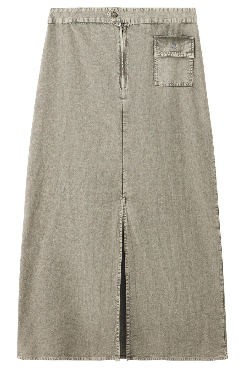 Kakikleurige meisjes MANGO TEEN maxi rok met split gemaakt van katoen