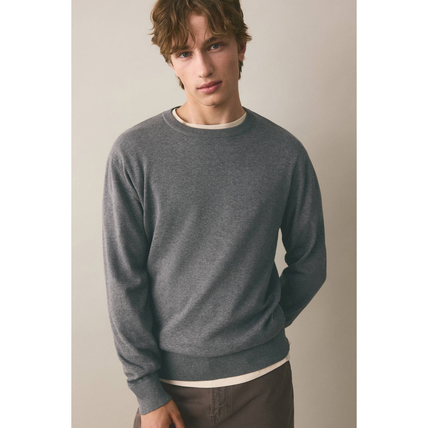 MANGO TEEN katoenen trui grijs