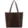 MANGO TEEN leren tas met studs - donkerbruin