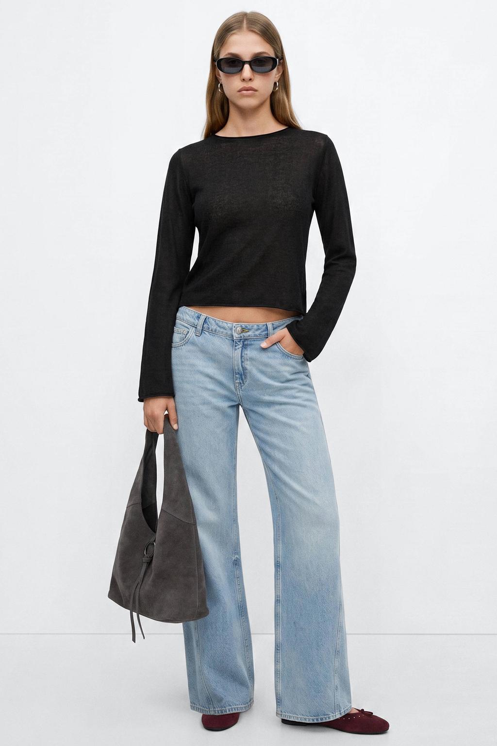 MANGO TEEN gebreide top - zwart