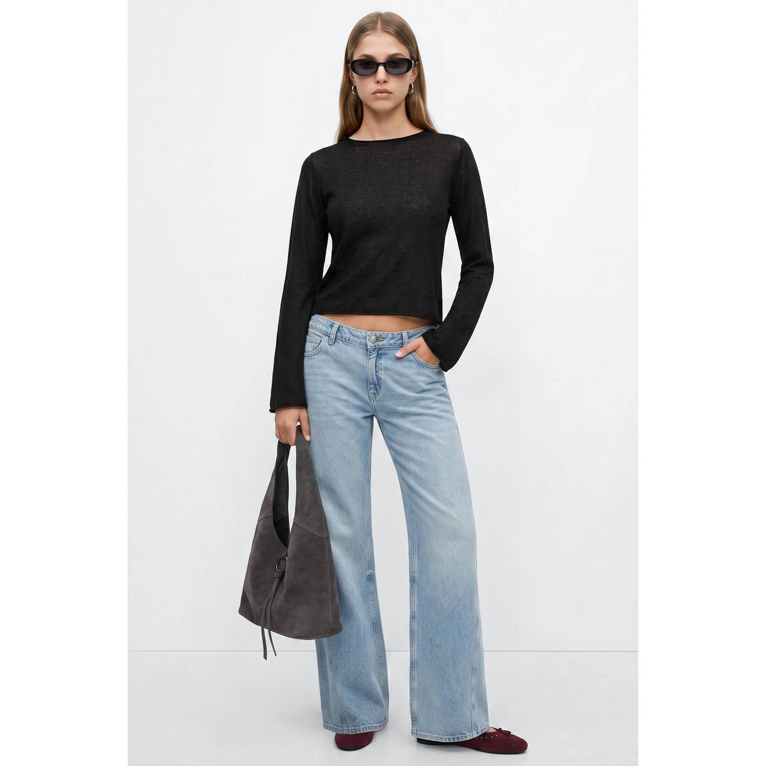 MANGO TEEN gebreide top zwart