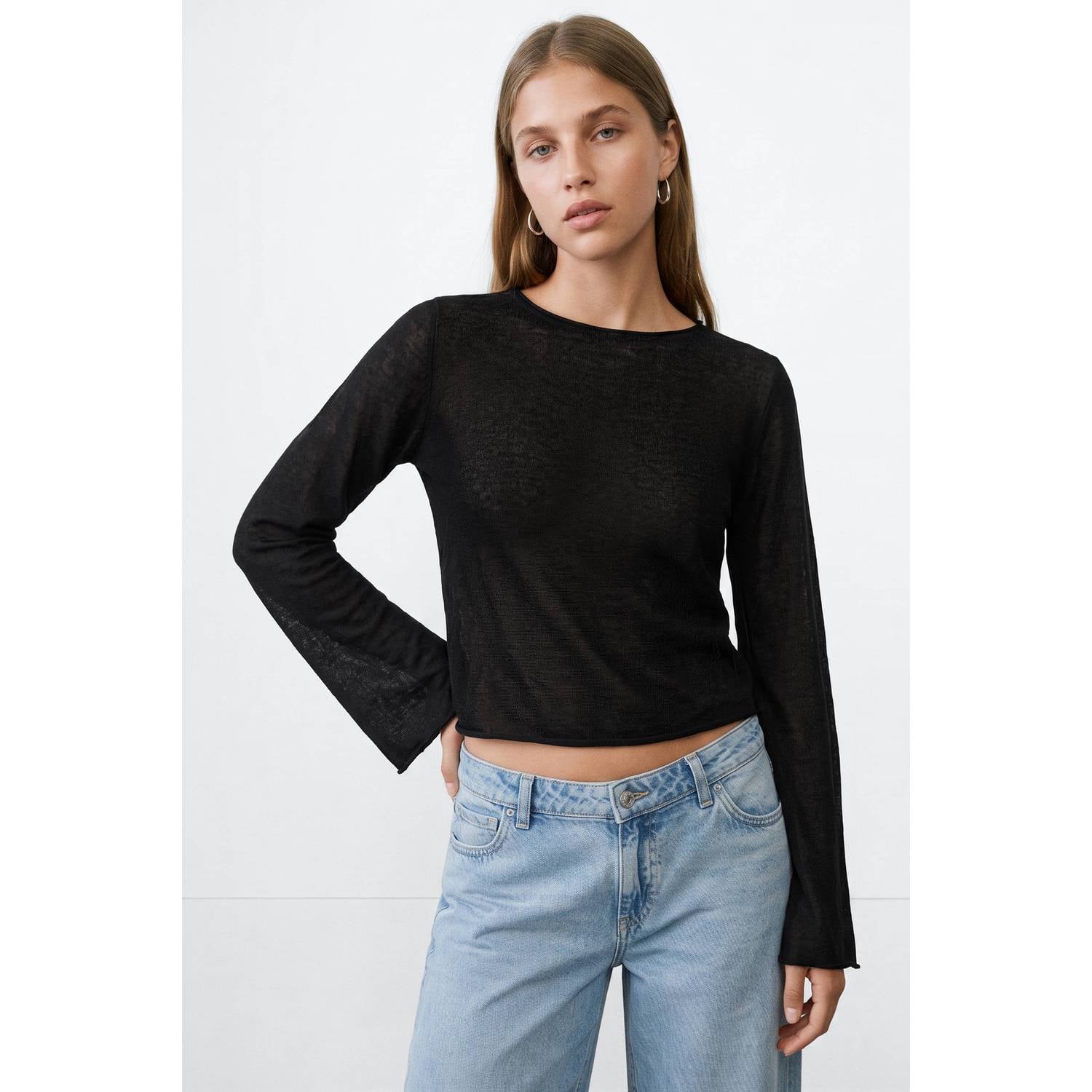 MANGO TEEN gebreide top zwart