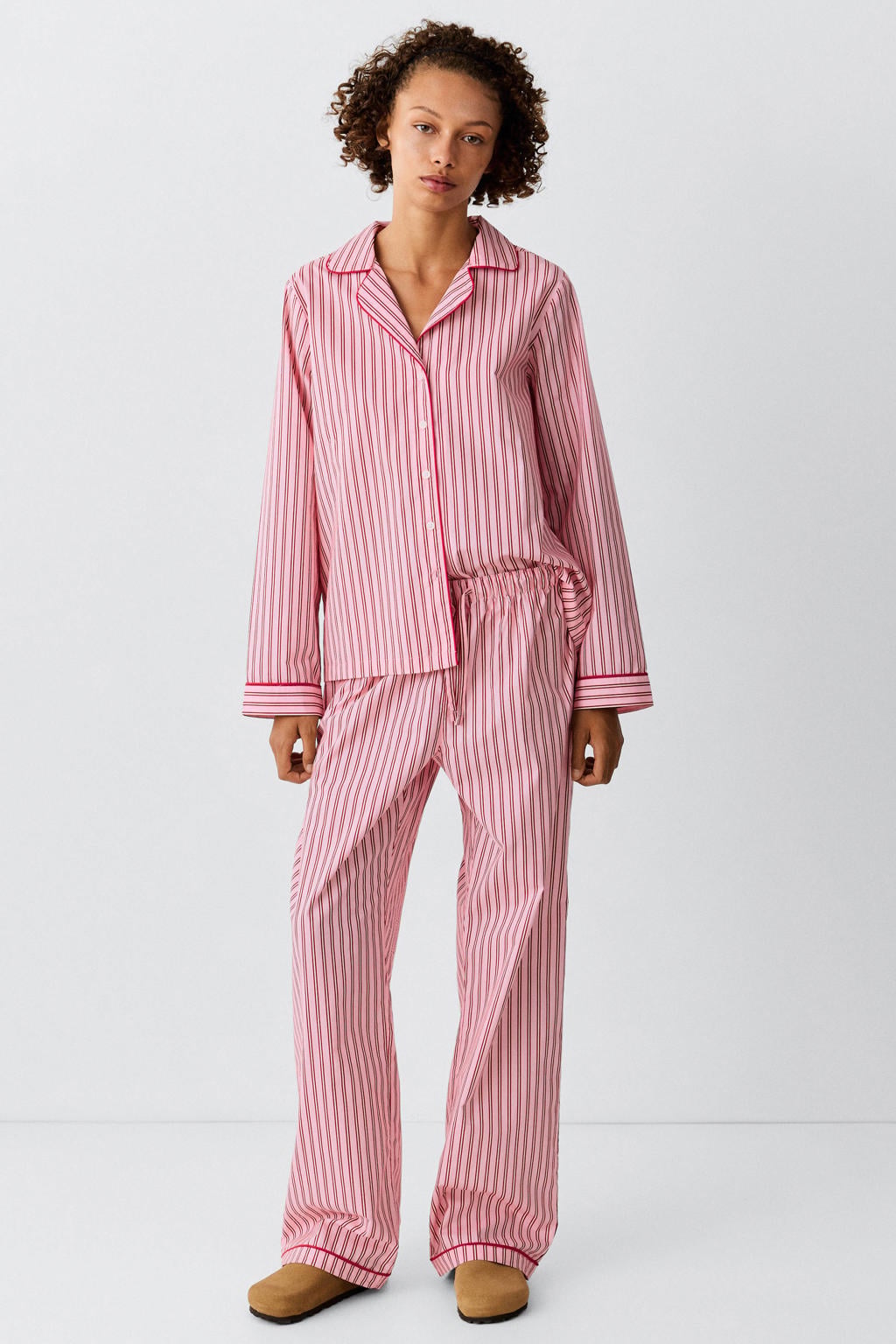 MANGO TEEN gestreepte pyjama - roze/rood