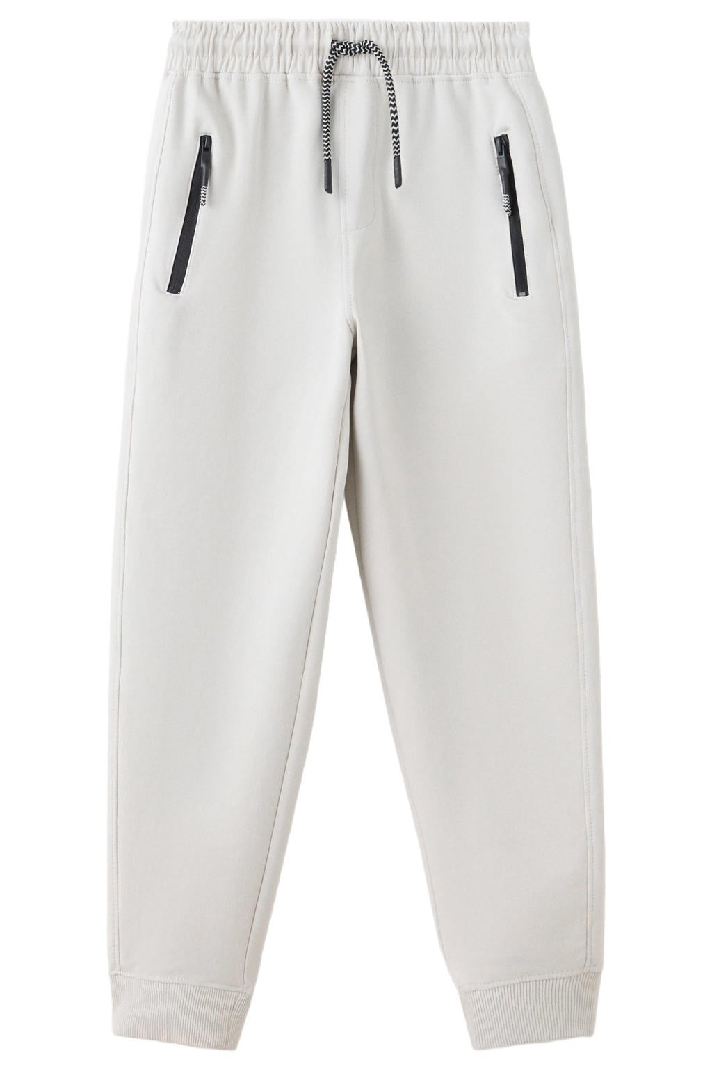 Witte jongens Mango Kids joggingbroek van katoen met elastische tailleband met koord en effen