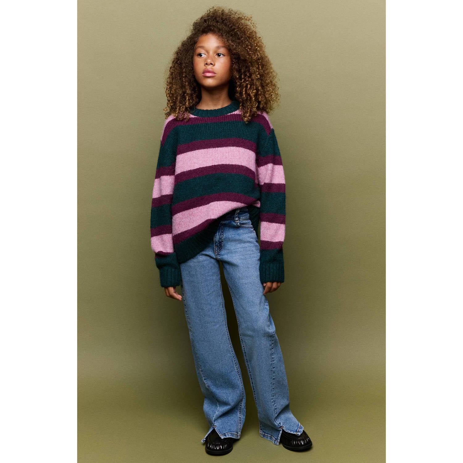 Mango Kids flared jeans met split medium blauw
