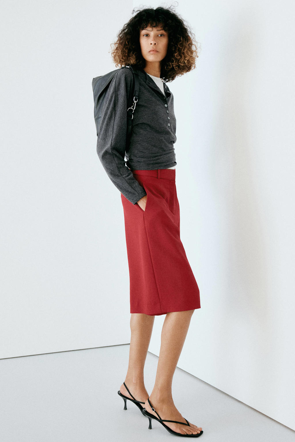 Mango straight leg bermuda short - rood