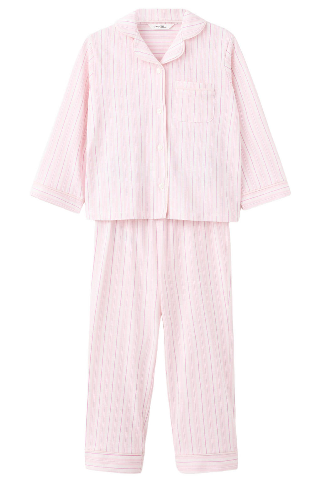 Mango Kids gestreepte pyjama - lichtroze/paars/ecru