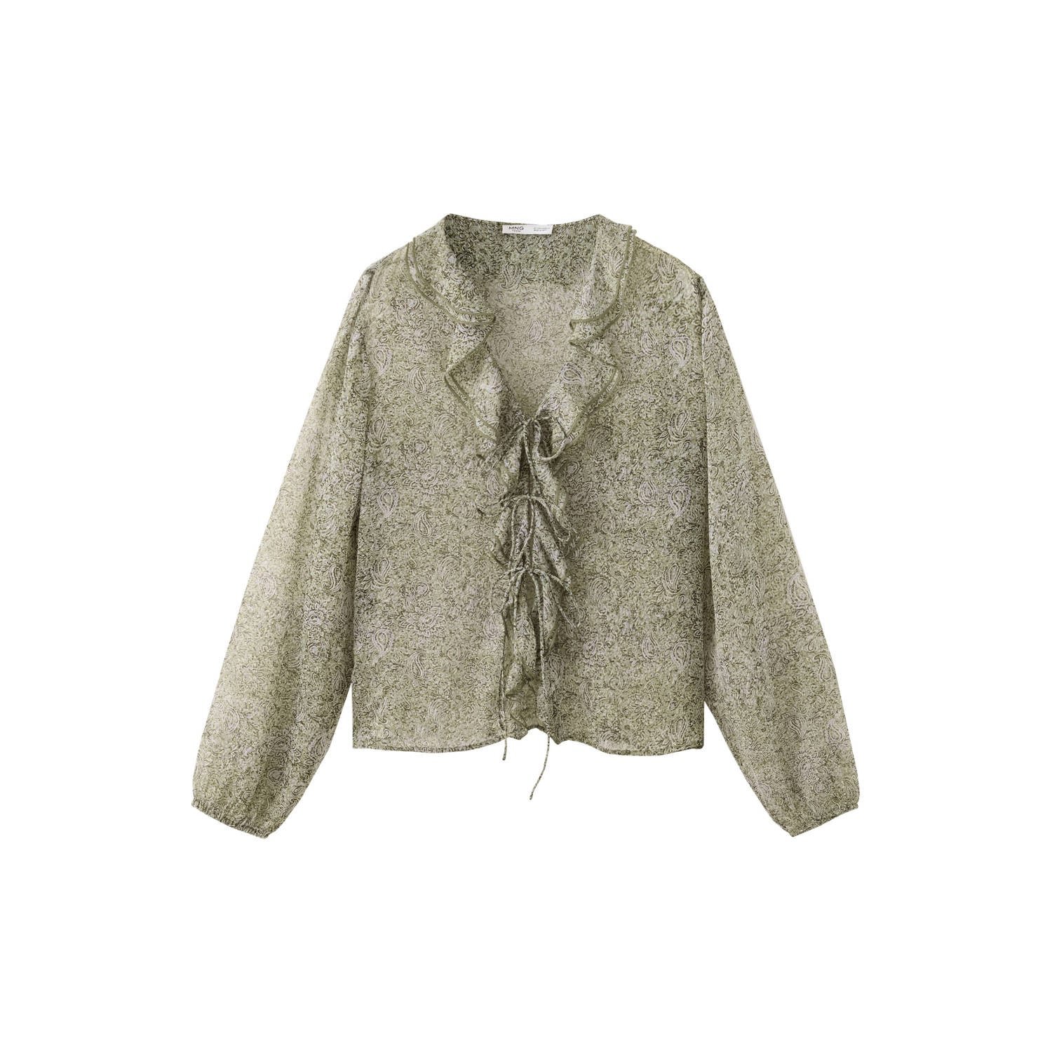 MANGO TEEN gebloemde blouse met ruches en paisleyprint groen
