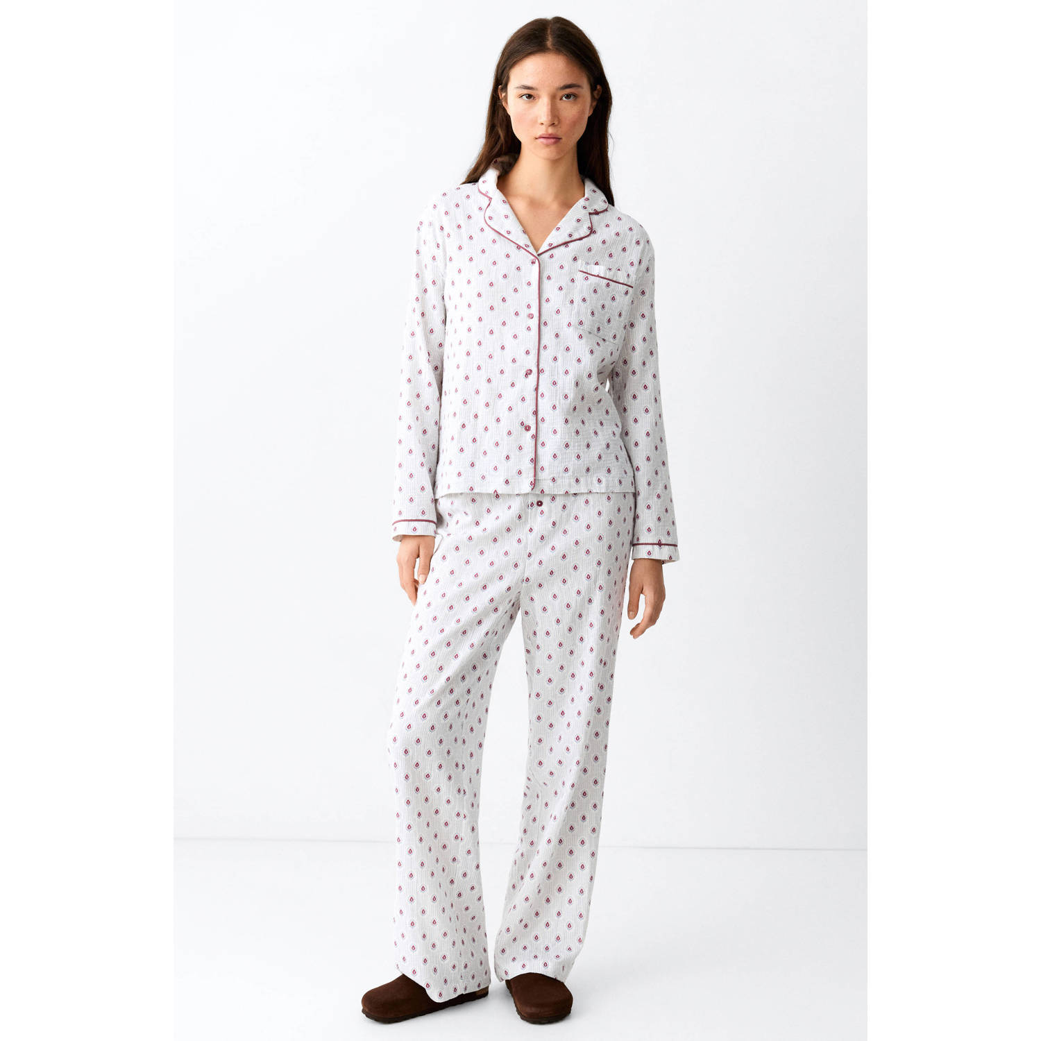 MANGO TEEN pyjama met print wit rood