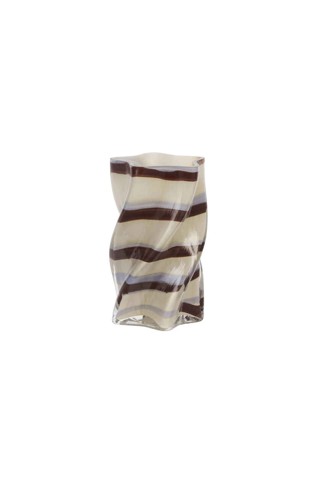 Madam Stoltz glazen vaas 12x21 cm - crème/blauw/caramel