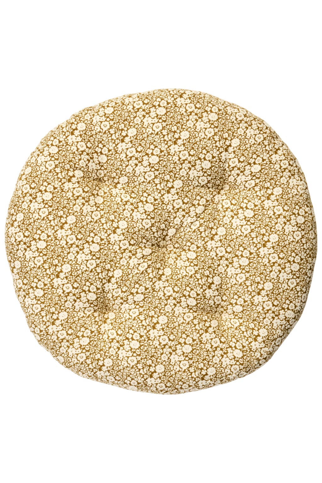 Madam Stoltz ronde gebloemde sierkussen Ø45 cm - oker/gebroken wit