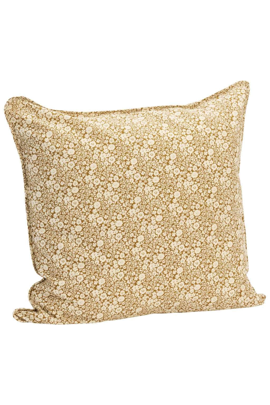 Madam Stoltz vierkante gebloemde sierkussenhoes 50x50 cm - caramel/offwhite