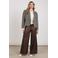 NUKUS imitatieleren wide leg broek - donkerbruin