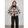 NUKUS geruite faux fur jas - wit