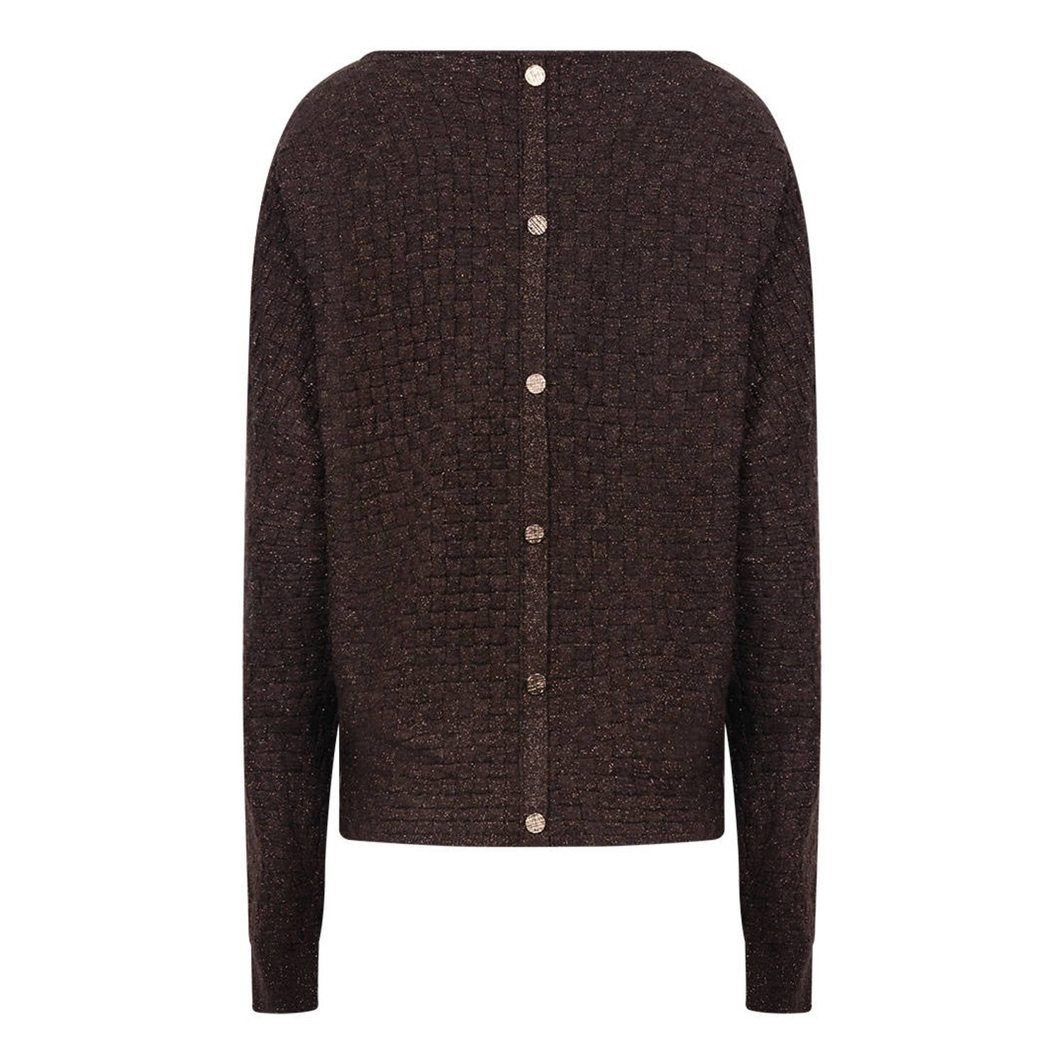 NUKUS top met glitters donkerbruin