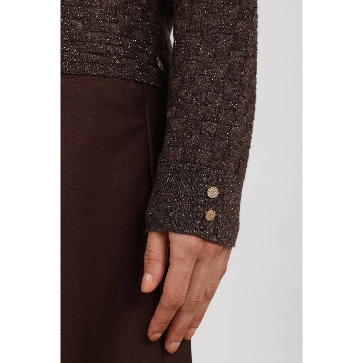 NUKUS top met glitters donkerbruin