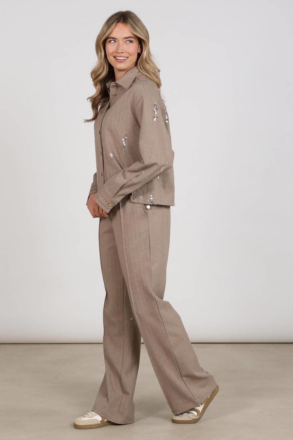 NUKUS wide leg broek - beige