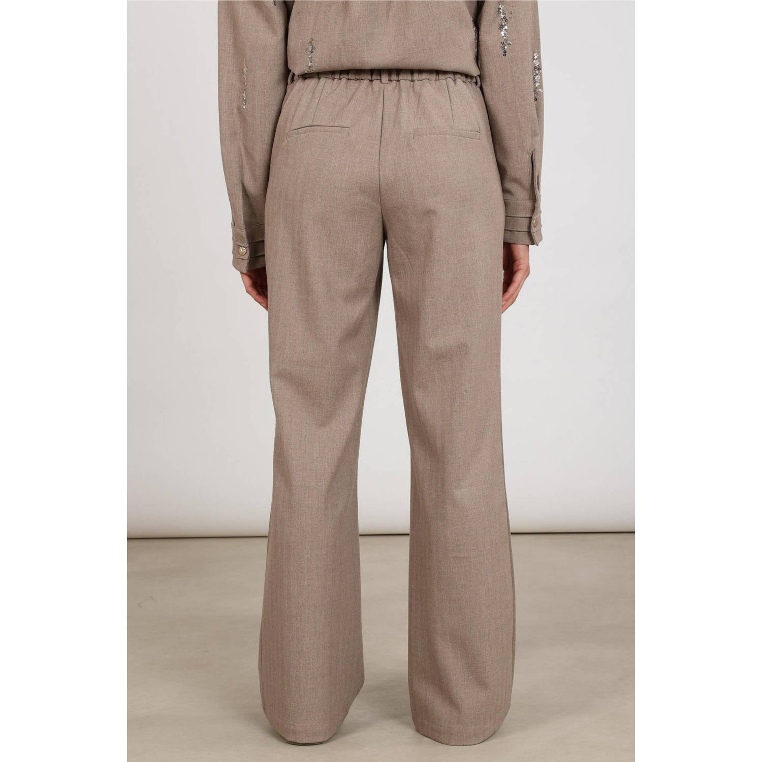 NUKUS wide leg broek beige