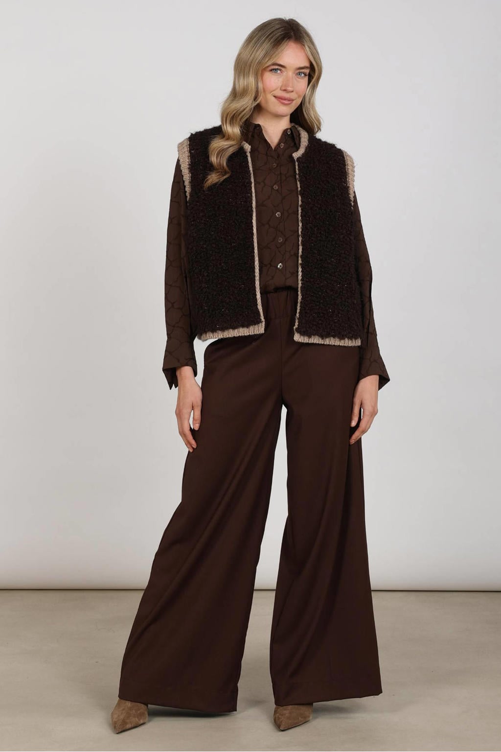 NUKUS wide leg broek - roodbruin