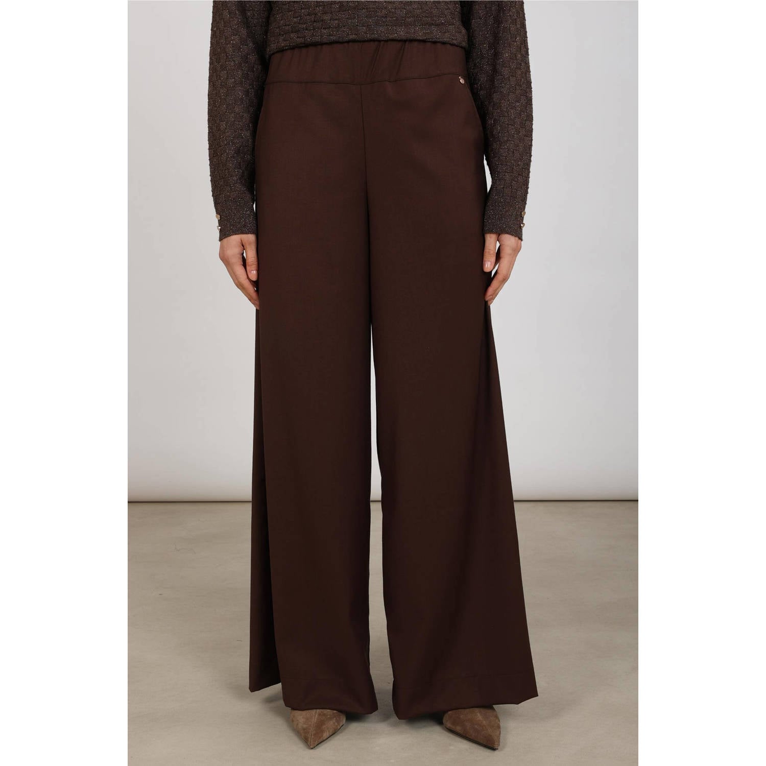 NUKUS wide leg broek roodbruin