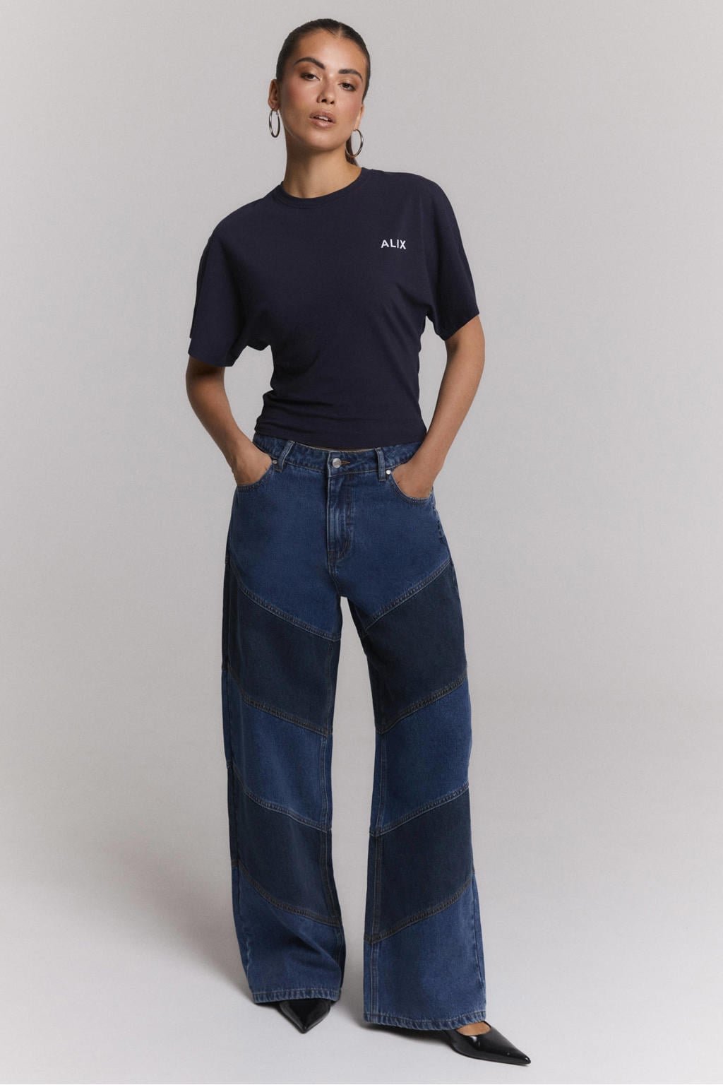 Alix the Label wide leg jeans - mediumblauw
