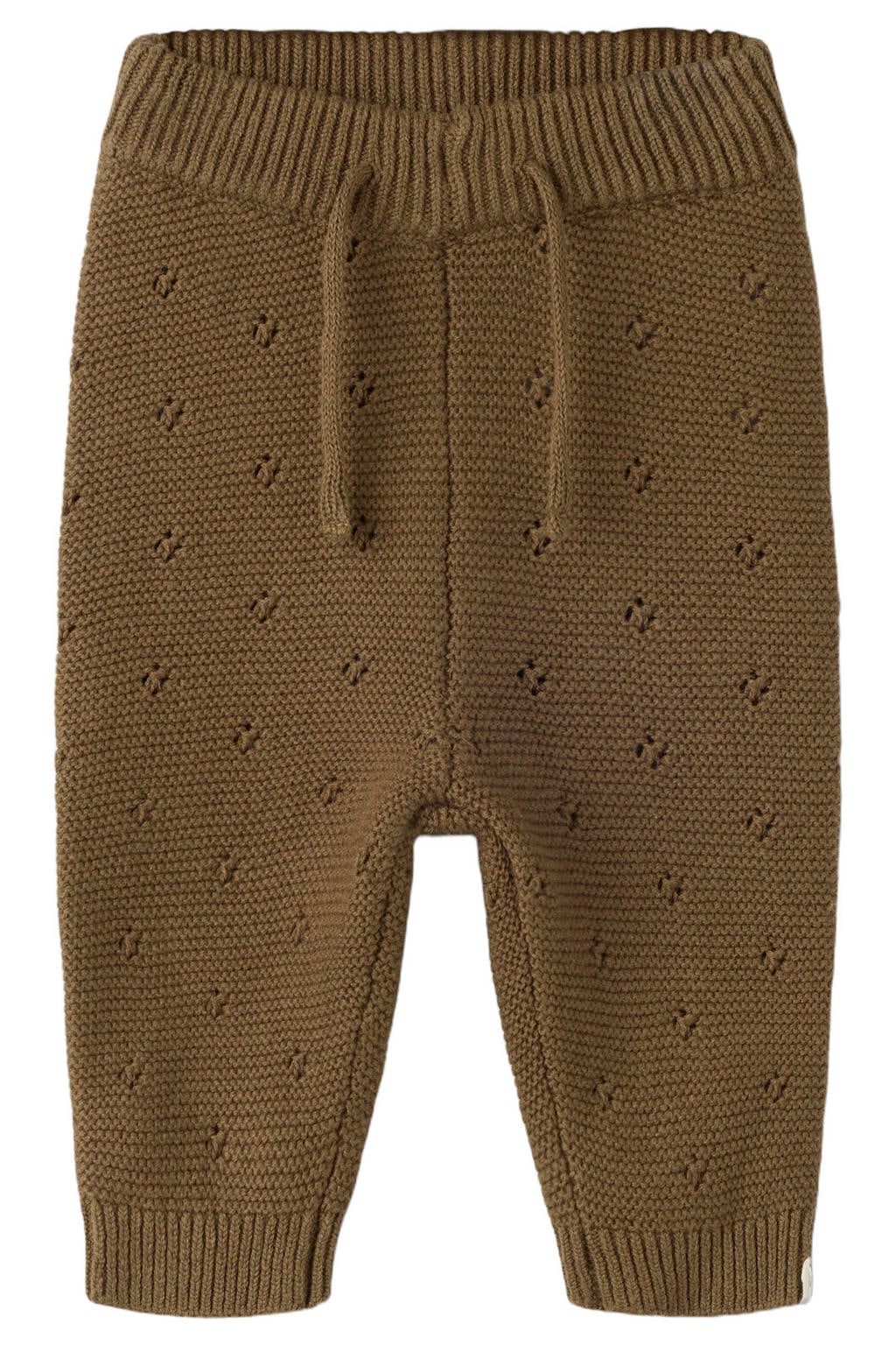 LIL' ATELIER BABY katoenen regular fit gebreide babybroek - donkerbruin