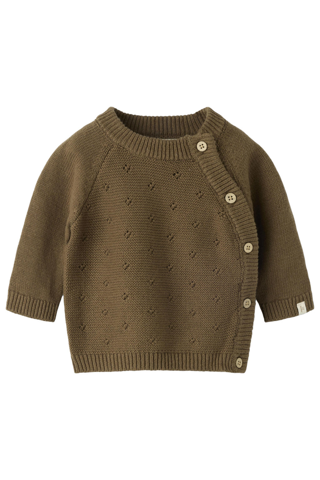 LIL' ATELIER BABY katoenen gebreide trui - donkerbruin