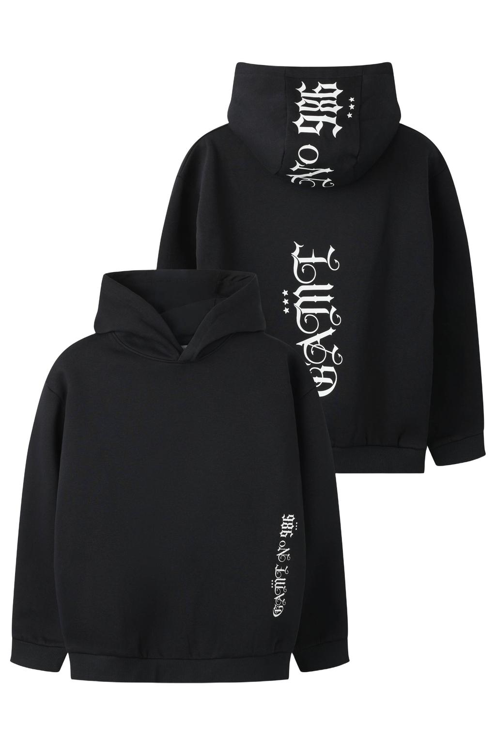 Zwarte jongens NAME IT KIDS hoodie van sweat materiaal met backprint, lange mouwen en capuchon