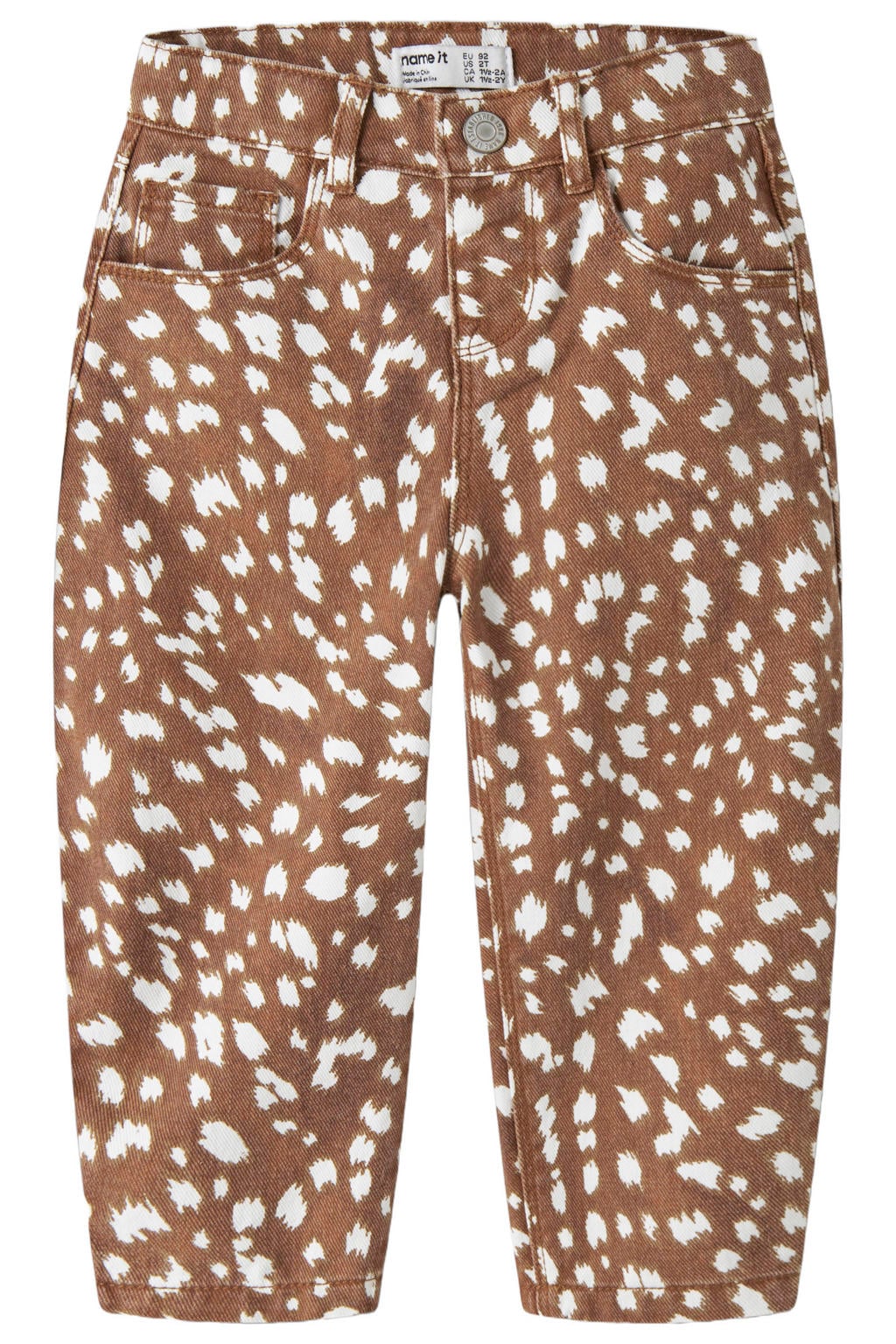 NAME IT MINI NMFBELLA barrel jeans met print - bruin