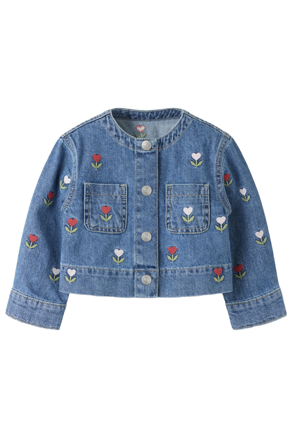 NAME IT MINI gebloemde spijkerjas met borduursels - blauw