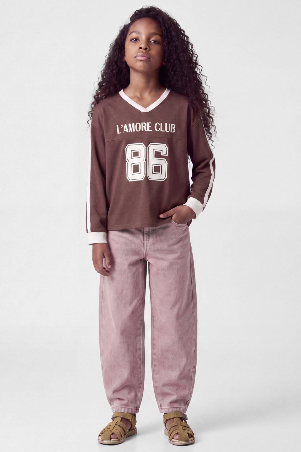 NAME IT KIDS longsleeve met tekst - roodbruin
