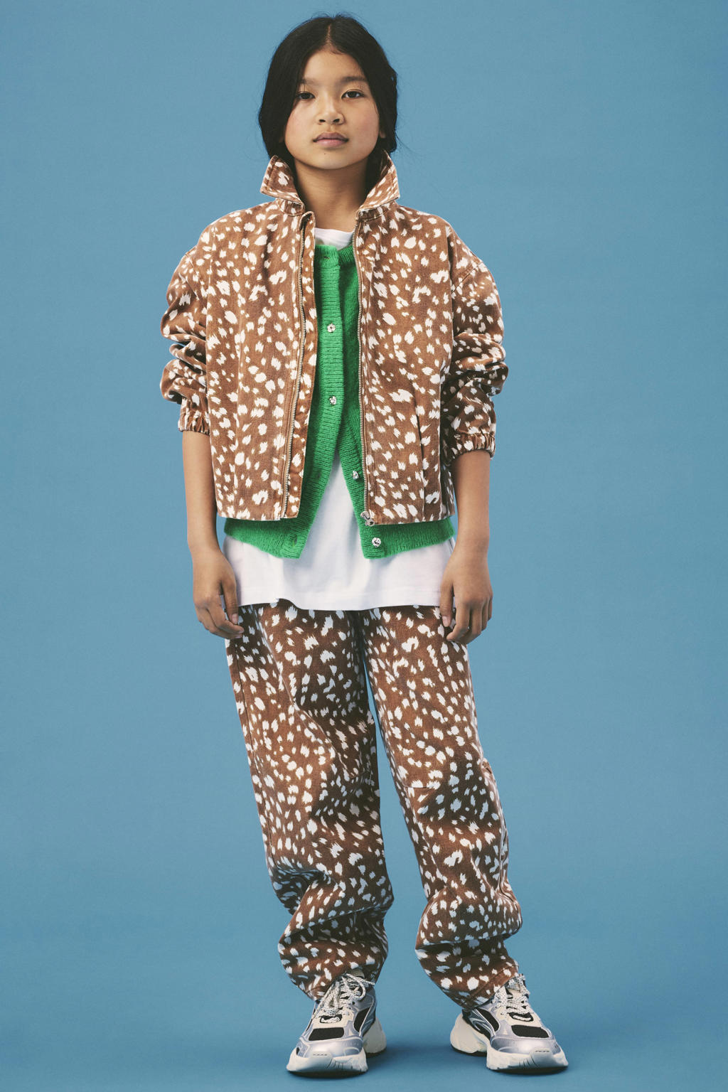 NAME IT KIDS katoenen tussenjas met print - bruin