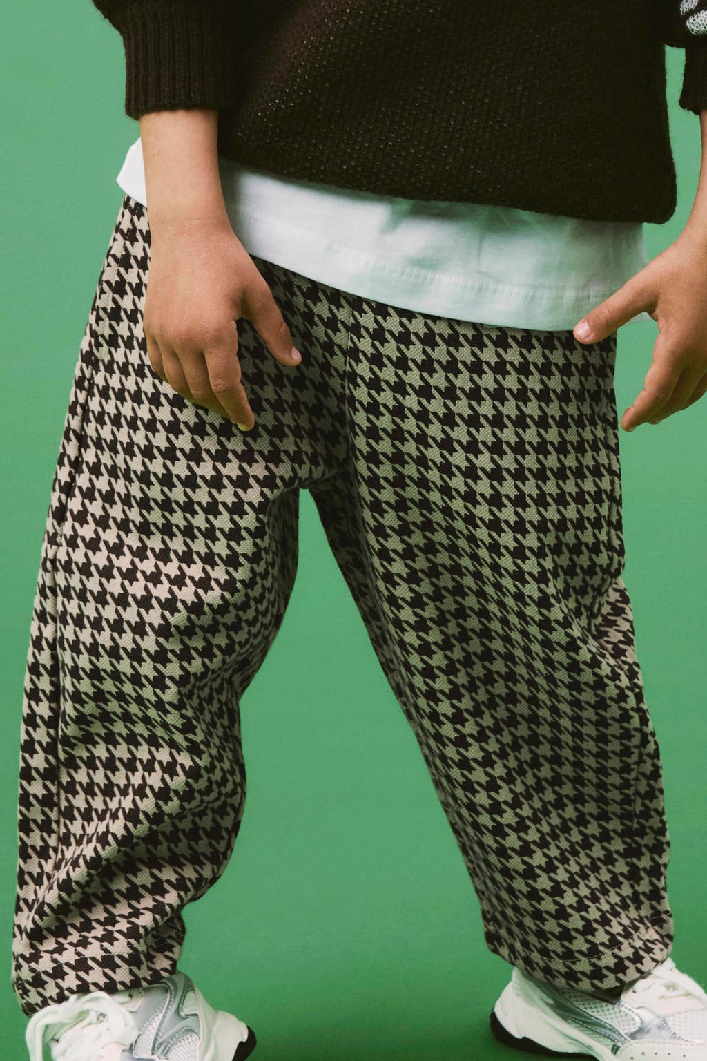 NAME IT MINI barrel pied-de-poule sweatpant - bruin