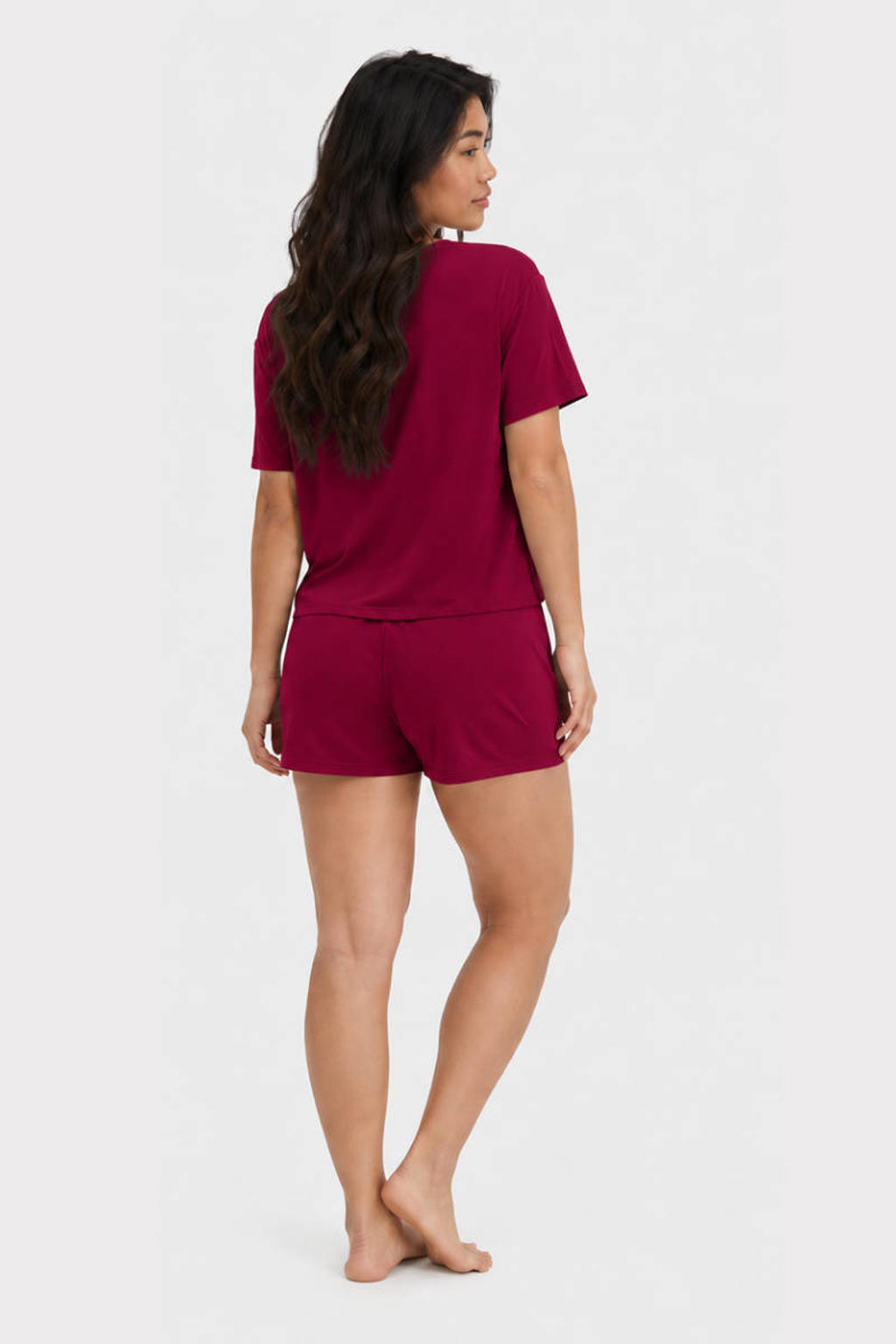 Bamboo Basics Nicole bamboe shortama - donkerrood