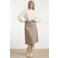 Smashed Lemon midi A-lijn rok met ceintuur, print en wol - beige