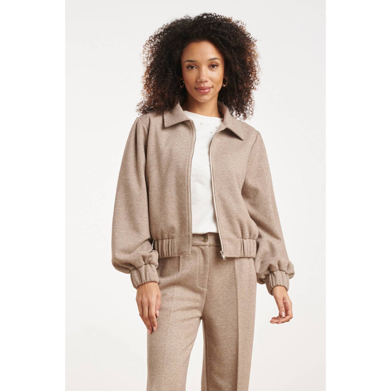 Smashed Lemon bomberjas met wol beige