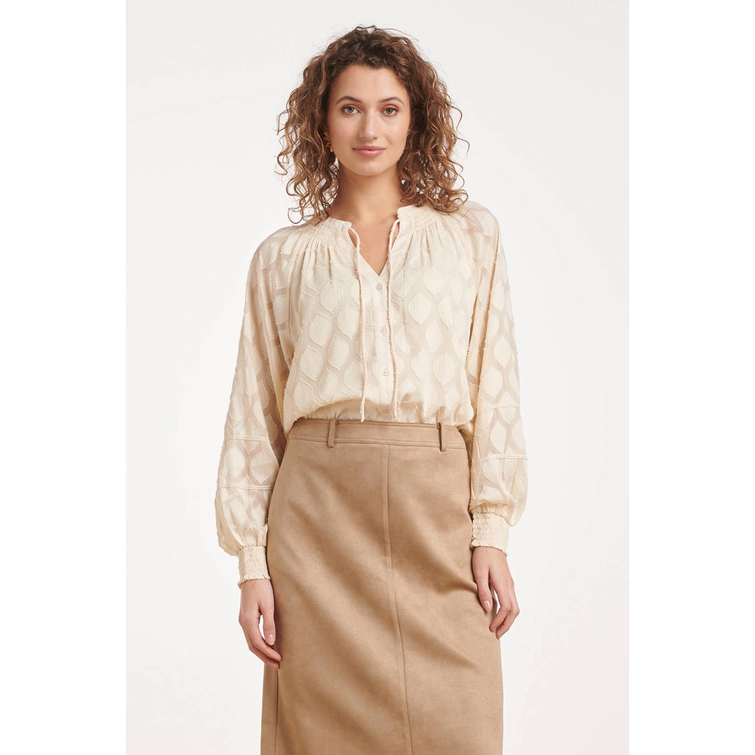 Smashed Lemon top met print ecru