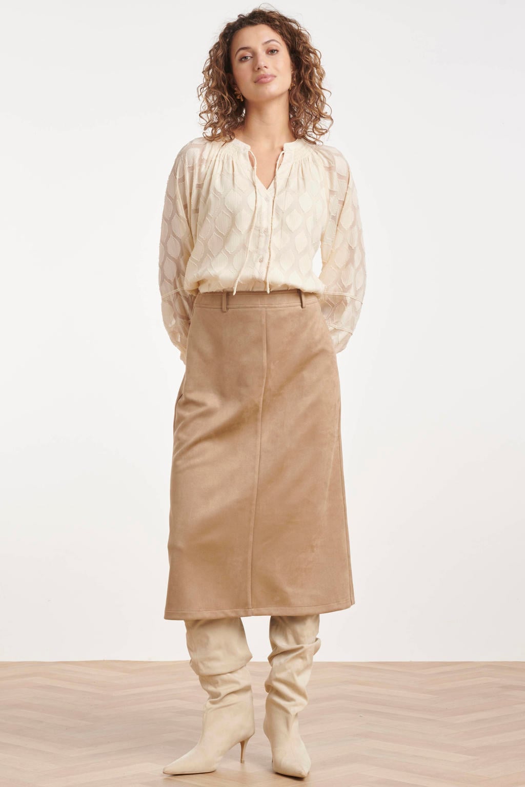 Smashed Lemon top met print - ecru
