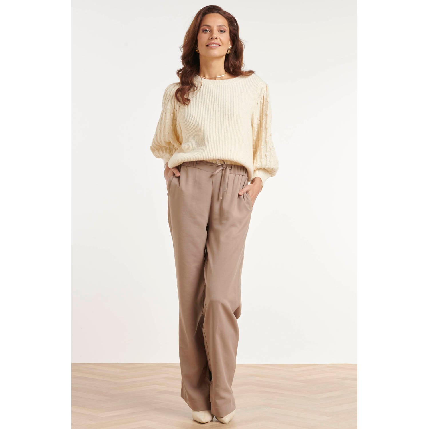 Smashed Lemon straight leg pantalon zand