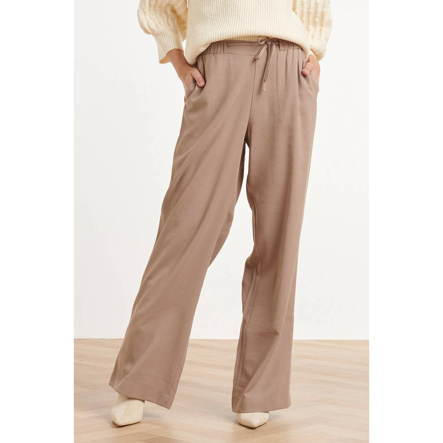 Smashed Lemon straight leg pantalon zand