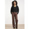 Smashed Lemon imitatieleren straight leg broek - bruin