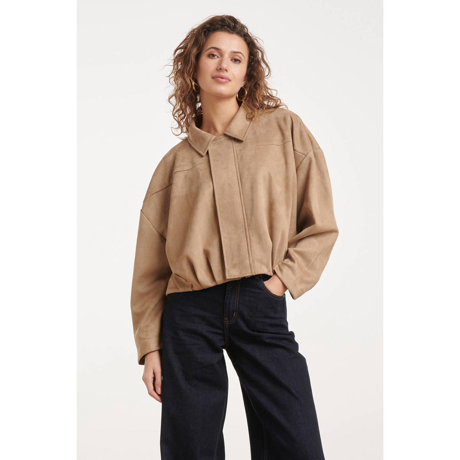 Smashed Lemon suèdelook bomberjas beige