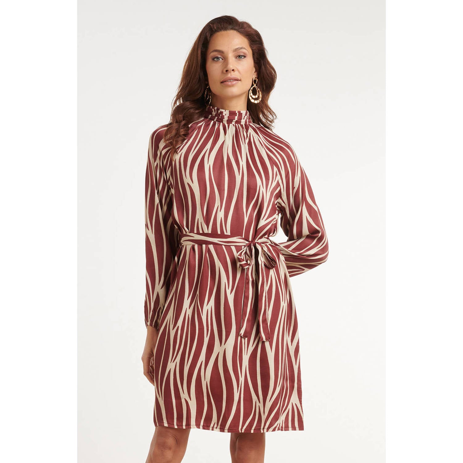 Smashed Lemon mini coljurk met ceintuur en print rood