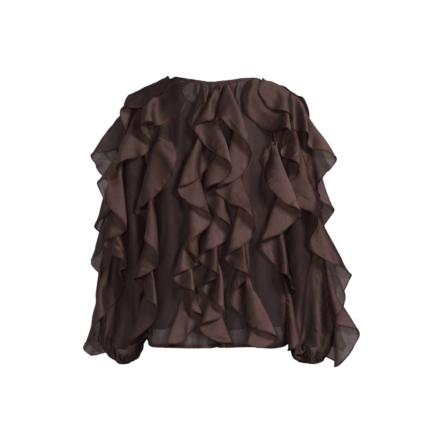 Smashed Lemon blouse met ruches donkerbruin