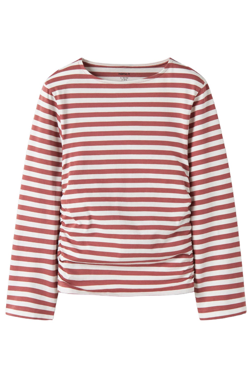 NAME IT KIDS gestreepte longsleeve - rood/wit