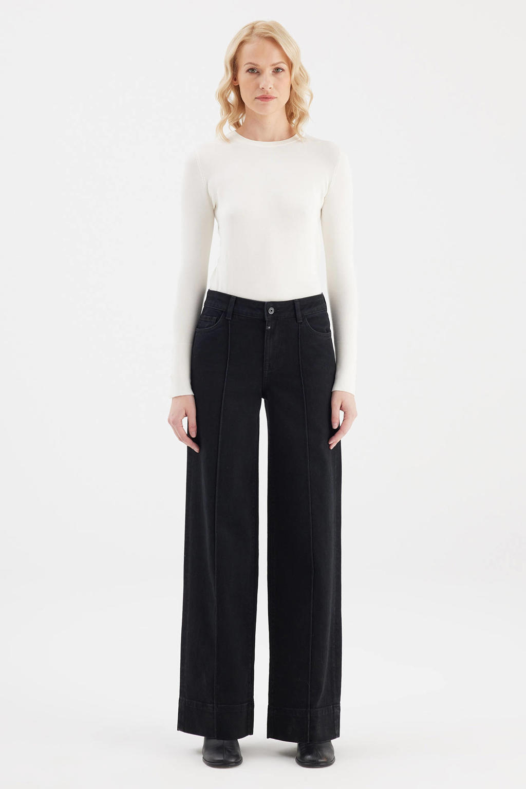 Cup of Joe Denim wide leg jeans - zwart