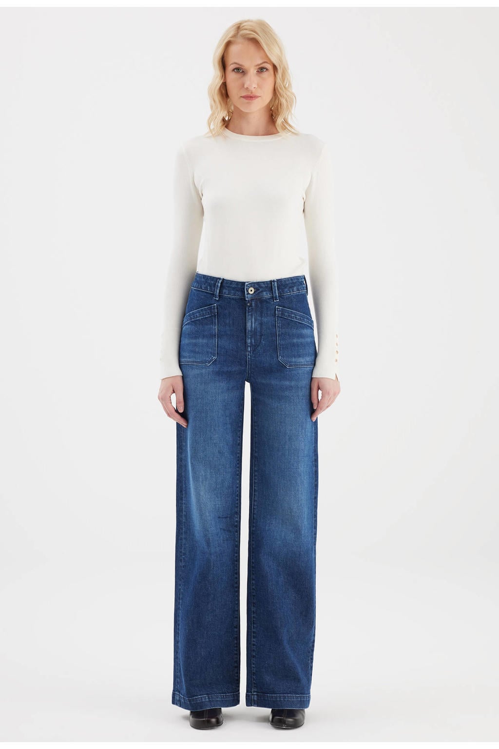 Cup of Joe Denim wide leg jeans - donkerblauw
