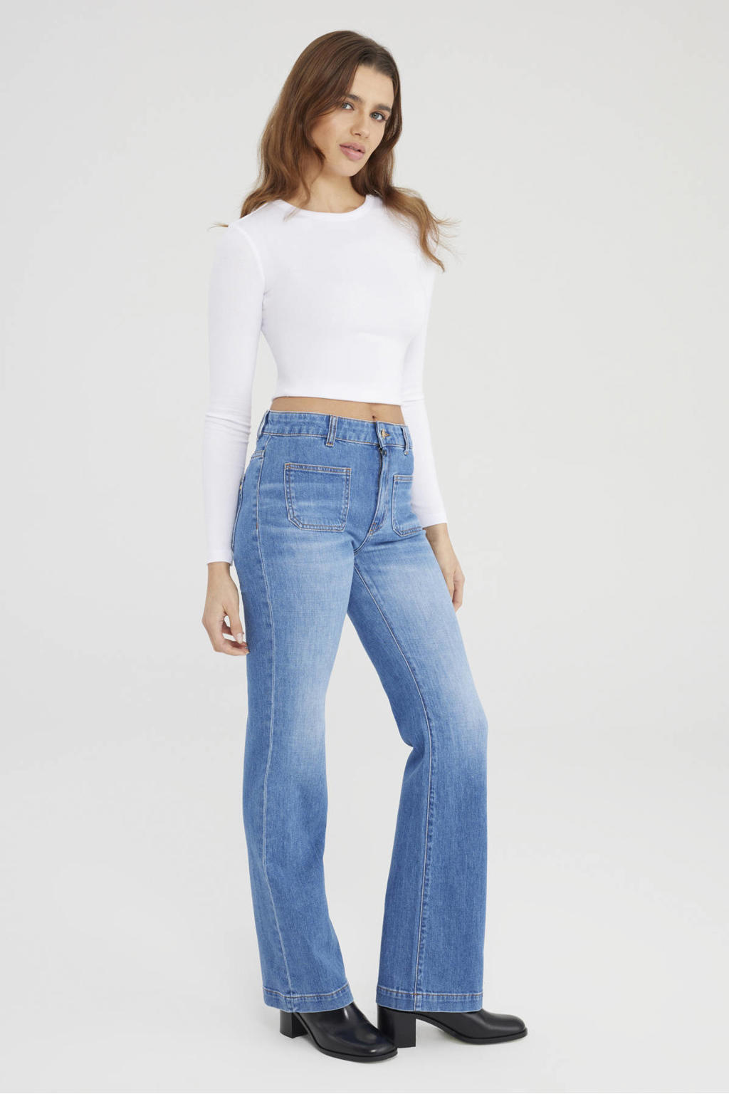 Cup of Joe Denim flared jeans - mediumblauw