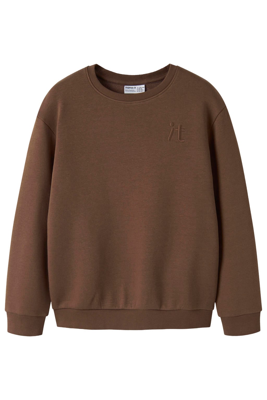 NAME IT KIDS sweater met borduursels - donkerbruin