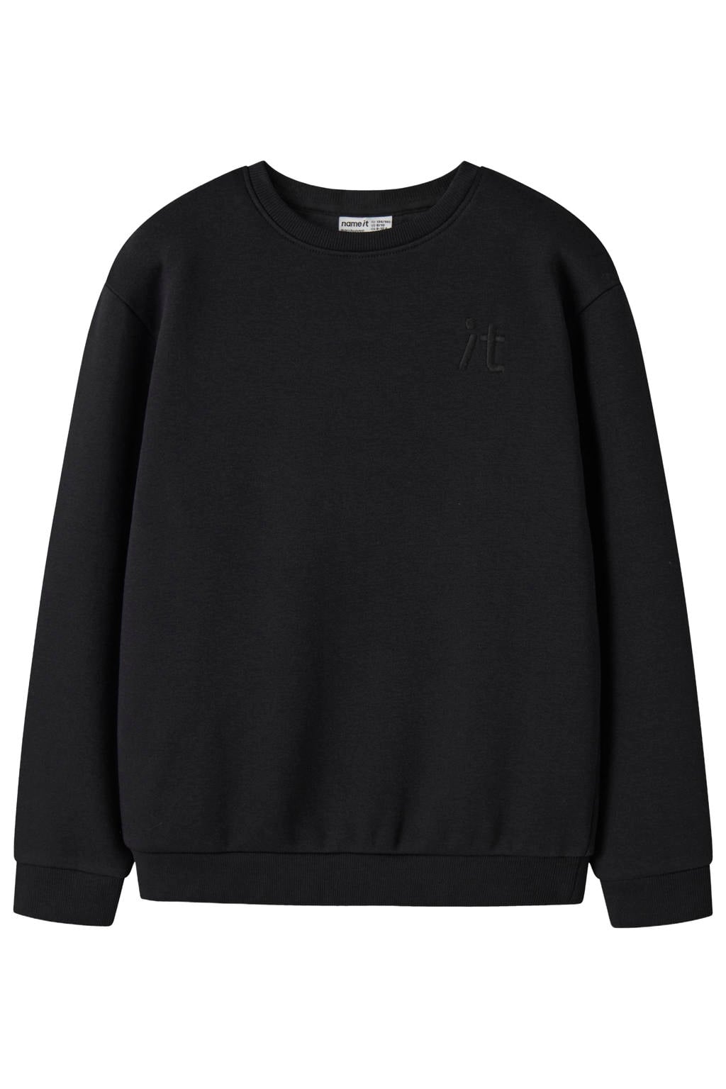 NAME IT KIDS sweater met borduursels - zwart